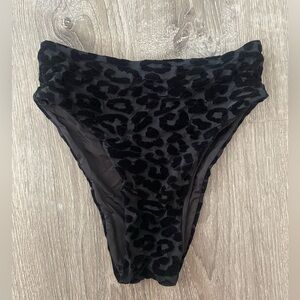 TOLUCA BLACK VELVET LEOPARD PRINT HIGH RISE BIKINI BOTTOMS XS